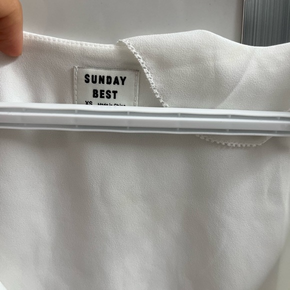 Sunday Best, XS Blouse Tie Front, White - Picture 2 of 4